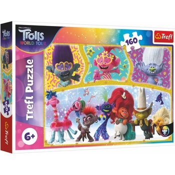 Trefl Trolls world tour Šťastný svět Trollů 41 x 27,5 cm v krabici 29 x 19 x 4 cm 160 dílků
