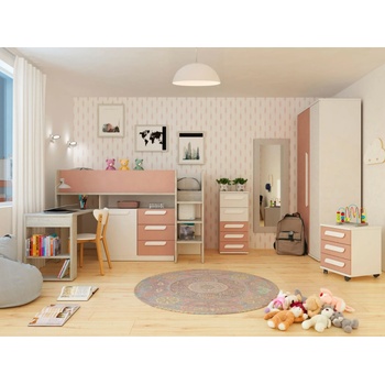 TRS SPAIN Aldo Dětský pokoj s multifunkční postelí Mety wave růžová