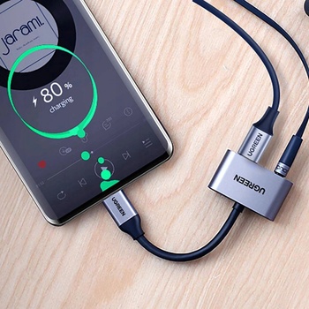 Ugreen 50596 USB-C na Type-C, Jack 3,5mm, šedý