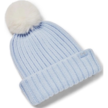 Under Armour W Halftime Pom Beanie-BLU 1386637-464