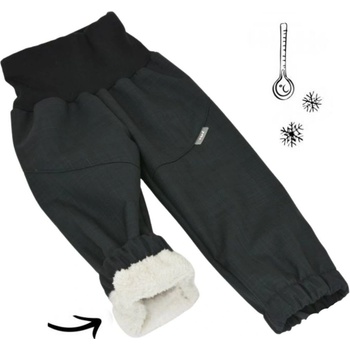 Unuo dětské softshellové kalhoty s beránkem Light žíhaná černá
