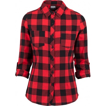 Urban Classics Ladies Turnup Checked Flanell shirt blk/red