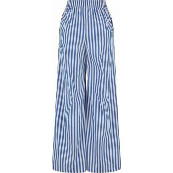 Urban Classics Lehké letní dámské proužkované kalhoty modré bílé
