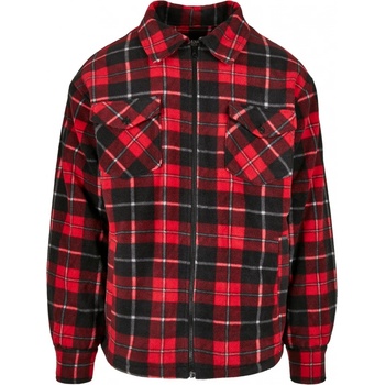 Urban classics Plaid Teddy Lined Shirt Jacket red/black