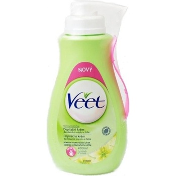 Veet depilační krém Bambucké Máslo & Lilie suchou pokožku pumpička 400 ml