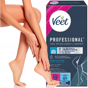Veet Easy-Gel Obličej depilační voskové pásky pro citlivou pokožku 40 ks