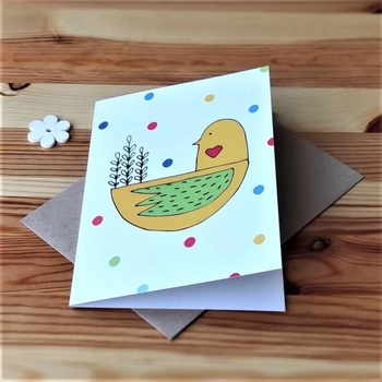 Velikonoční PŘÁNÍ S OBÁLKOU - Ptáček žlutý