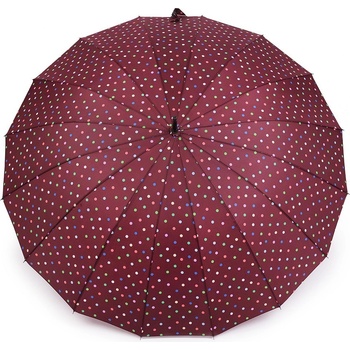 Velký rodinný deštník s puntíky vínový