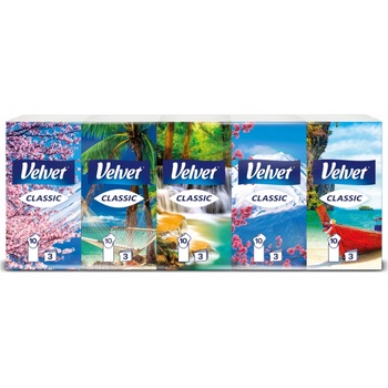 Velvet Classic papírové kapesníčky 3-vrstvé 10 x 10 ks