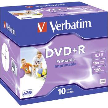 Verbatim DVD+R 4,7GB 16x, Advanced AZO+, printable, jewel, 10ks (43508)
