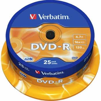 Verbatim DVD-R 4,7GB 16x, AZO, printable, cakebox, 25ks (43522)