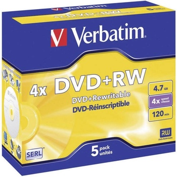 Verbatim DVD+RW 4,7GB 4x, jewel, 5ks (43229)