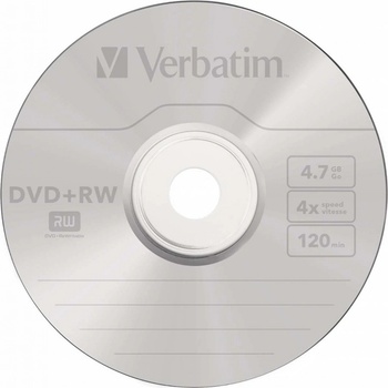 Verbatim DVD+RW 4,7GB 4x, SERL, cakebox, 25ks (43489)