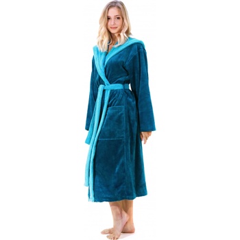 Vestis TAMPA DUO dámský froté župan s kapucí 39 59 TYRKYS 6430