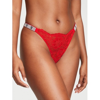 Victoria's Secret dámská krajková tanga Shine Strap s kamínky z luxusní kolekce červené