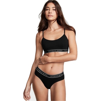 Victorias Secret Klasické Bavlněné Kalhotky Stretch Bikini Logo černé