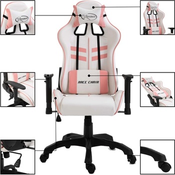 VidaXL Herní židle růžová umělá kůže