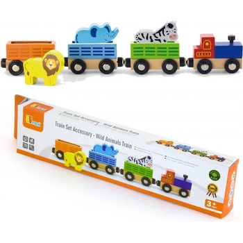 Viga Dřevěná mašinka divoká zvířátka