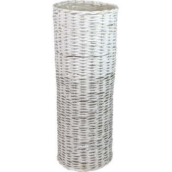 Vingo Bílý vysoký kulatý květináč z proutí 31 x 79 cm