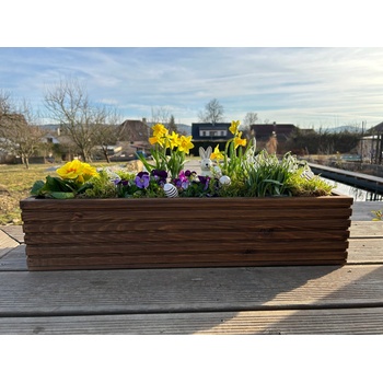 Vingo Dřevěný truhlík s plastovou vložkou - hnědý 64 x 20 x 14 cm