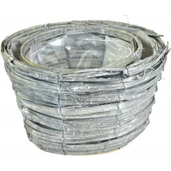 Vingo Kulatý květináč z dýhy šedý s igelitovou vložkou Rozměry (cm): 14 22 11 16