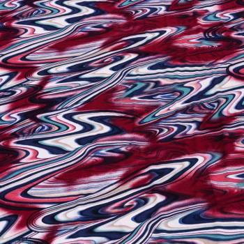 Viskózový úplet 4580/01, abstraktní vínové vlny, š.150cm (látka v metráži)