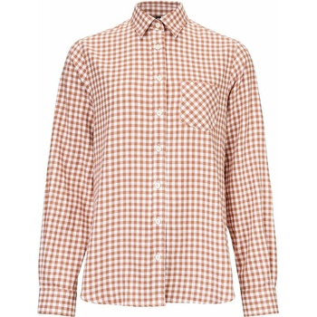 Vlnka Dámská flanelová košile s Merino vlnou káro hnědá