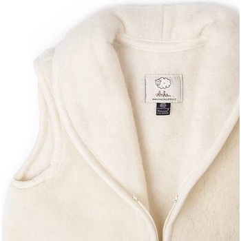 Vlnka vesta z ovčí vlny s límcem přírodní