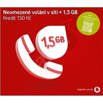 Vodafone SIM karta 150 Kč Neomezené volání v síti + 1.5 GB