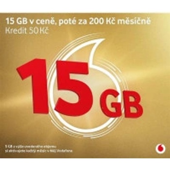 Vodafone SIM Předplacená karta 30 Zlatá karta 15GB + 50 Kč kredit