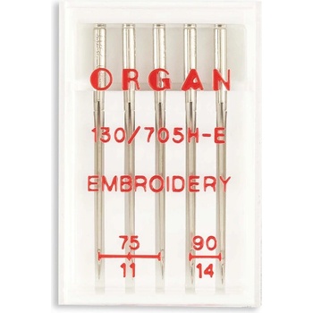 Vyšívací jehly Organ 130/705H-E 75/11, 90/14