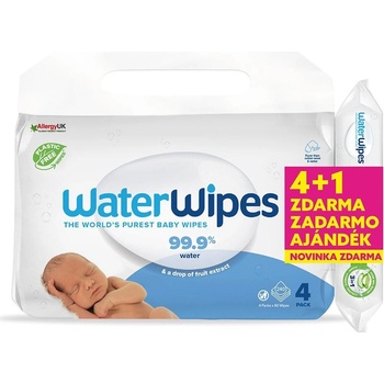 WATERWIPES Ubrousky vlhčené bez obsahu plastů 4 x 60 ks ( 240 ks ) + Hydrating clean ubrousky 60 ks