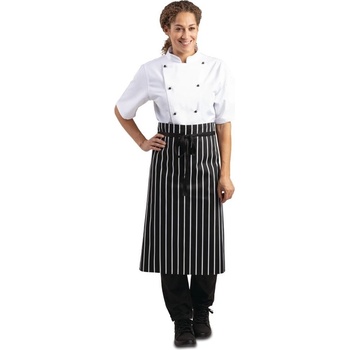 Whites Chefs Clothing Whites zástěra do pasu se vzorem řeznického proužku černobílá