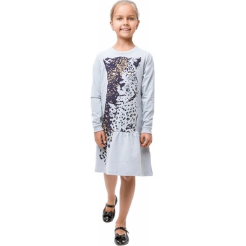 Winkiki Kids Wear dívčí šaty Gepard šedý melanž