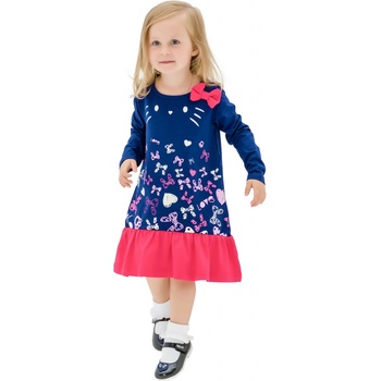 Winkiki Kids Wear dívčí šaty Motýlci navy/malinová