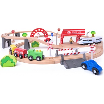 Woody Vláčkodráha s elektrickou mašinkou a viaduktem, 60 dílů