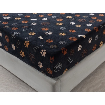 Xpose Mikroplyš prostěradlo TLAPIČKY Exclusive černé 90x200