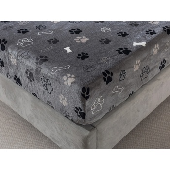 Xpose Mikroplyš prostěradlo TLAPIČKY Exclusive šedé 180x200