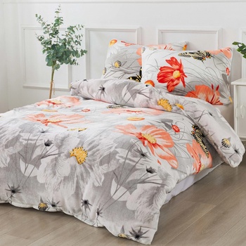 Xpose Povlečení mikroplyš KARLA oranžové šedé 140x200 70x90