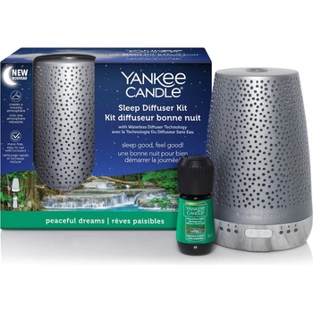 Yankee Candle sada elektrický difuzér pro klidný spánek stříbrný, náplň Peaceful Dreams (Pokojné sny) 14 ml