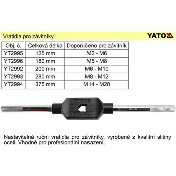YATO Vratidlo pro závitníky M4-M12 délka 280mm CO-YT-2993