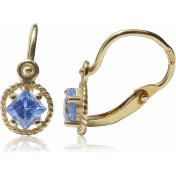 Zlatnictví U Kostela dětské zlaté náušnice s modrým kamínkem 23600969M