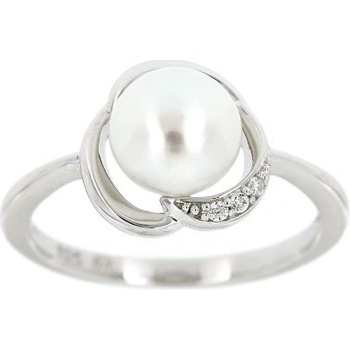 Zlatnictví U Kostela Stříbrný prsten s perlou a zirkony AR5705