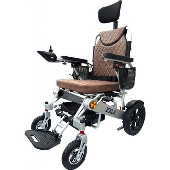 Zoela 9005R Elektrický skládací invalidní vozík s manuálním polohováním zádové opěrky Stříbrný rám