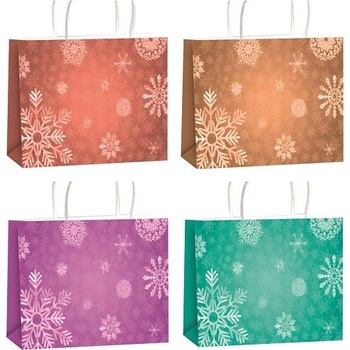 Anděl Přerov Dárková taška vánoční s glitry XL horizont 45,5 x 33 x 10,5 cm