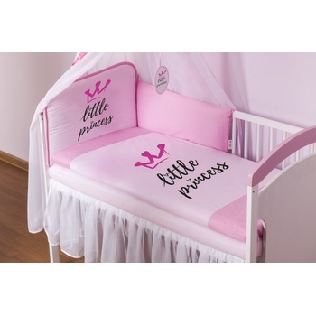 Baby Nellys 3-dílná sada mantinel 180cm s povlečením Little Princess růžová 135 x 100 cm
