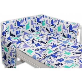 Baby Nellys 3-dílná sada mantinel s povlečením Dinosaurus modrá 135 x 100 cm