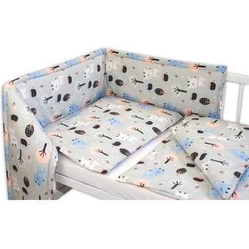 Baby Nellys 3-dílná sada Mantinel s povlečením Srnečci šedá 120 x 90 cm