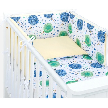 Baby Nellys Mamo-Tato 3-dílná sada s mantinelem Pampelišky modré 120 x 90 cm
