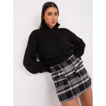 Basic kostkovaná mini sukně s kapsami lk-sd-508389.06p dark grey